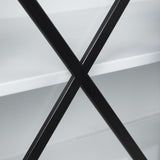 Mercana Aurelia 79.0L x 16.0W x 33.0H Black and White Metal Four Door Glass Cabinet