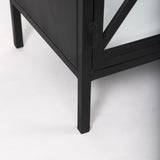 Mercana Aurelia 79.0L x 16.0W x 33.0H Black and White Metal Four Door Glass Cabinet