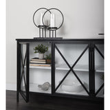 Mercana Aurelia 79.0L x 16.0W x 33.0H Black and White Metal Four Door Glass Cabinet