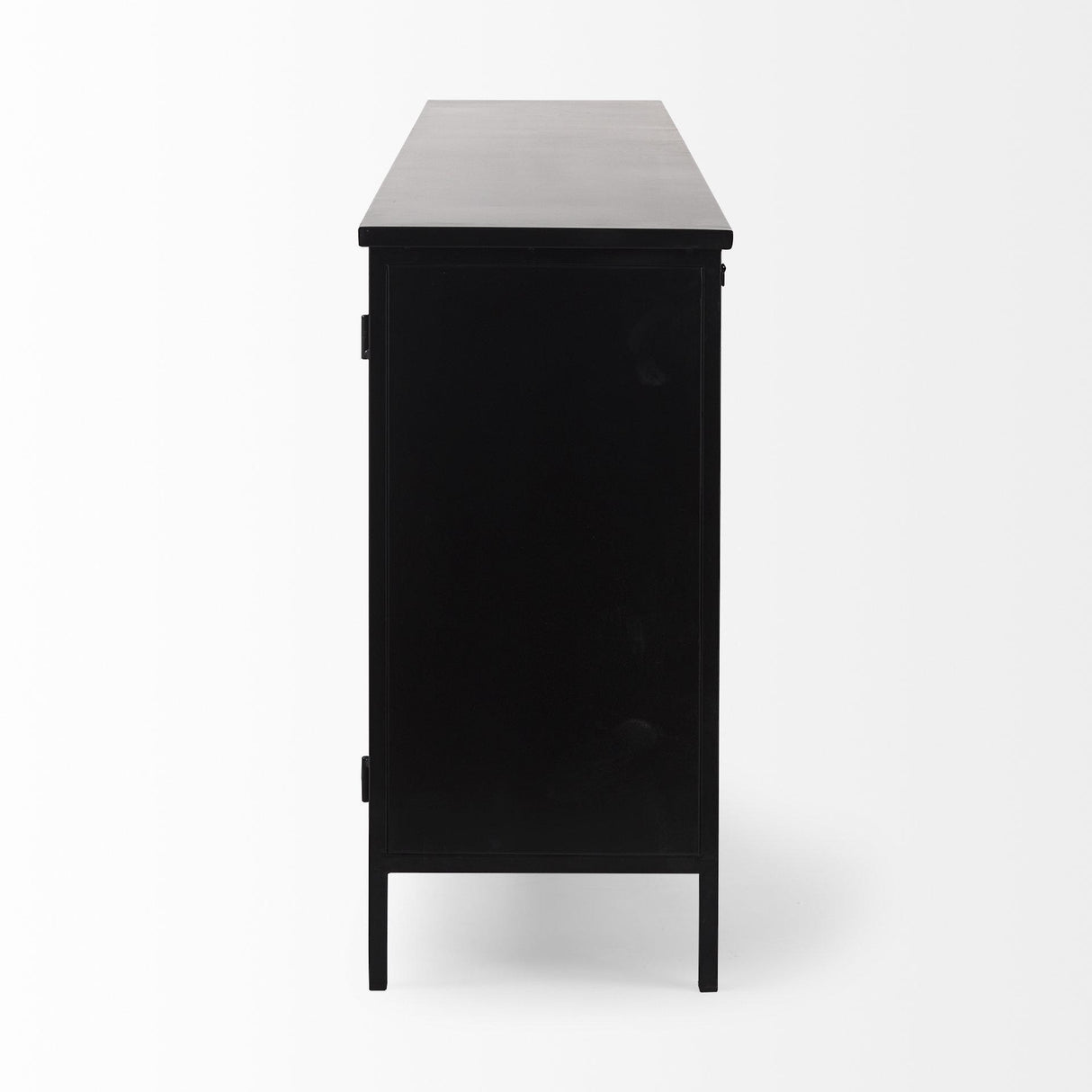 Mercana Aurelia 79.0L x 16.0W x 33.0H Black and White Metal Four Door Glass Cabinet