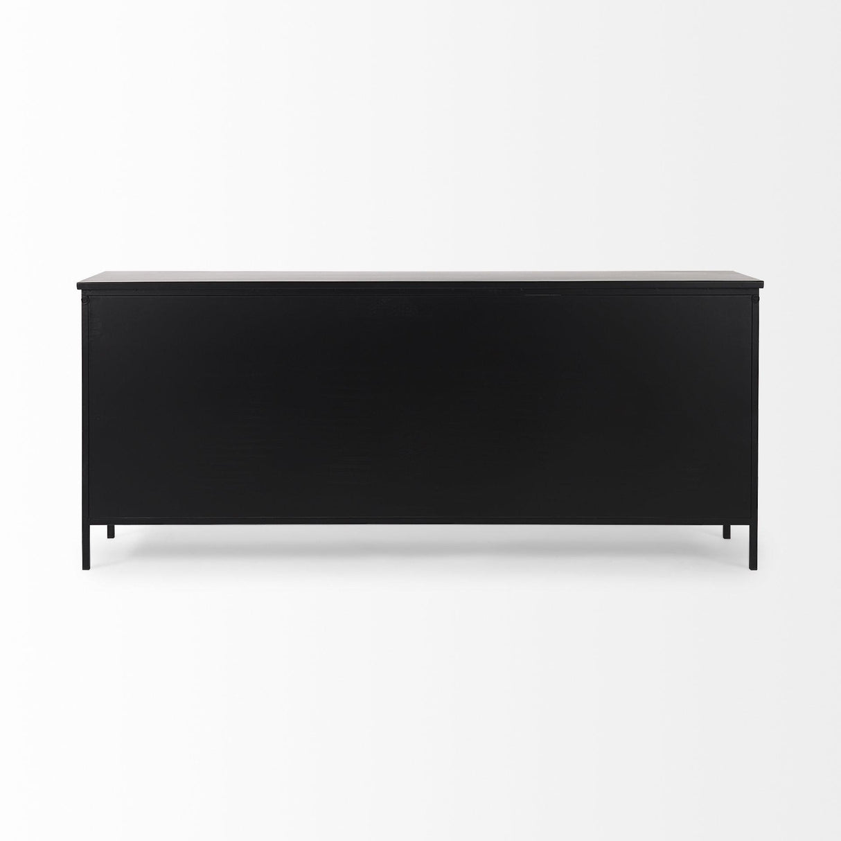Mercana Aurelia 79.0L x 16.0W x 33.0H Black and White Metal Four Door Glass Cabinet