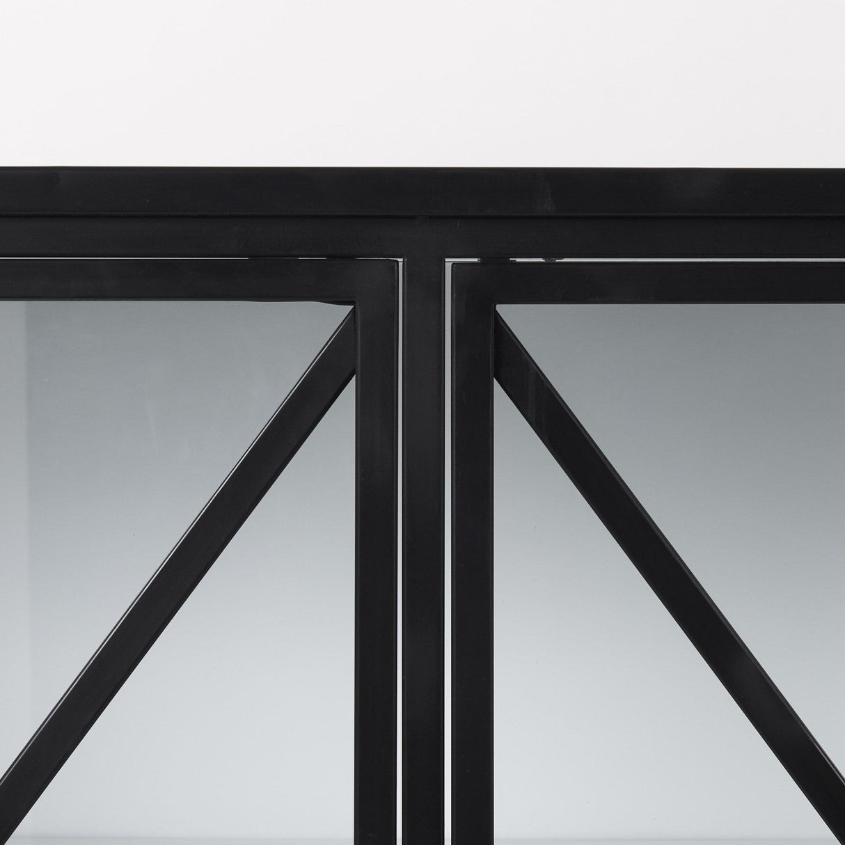 Mercana Aurelia 79.0L x 16.0W x 33.0H Black and White Metal Four Door Glass Cabinet