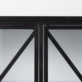 Mercana Aurelia 79.0L x 16.0W x 33.0H Black and White Metal Four Door Glass Cabinet