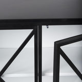Mercana Aurelia 79.0L x 16.0W x 33.0H Black and White Metal Four Door Glass Cabinet