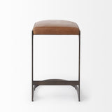 Mercana Tyson 17L x 18W x 28H Brown Leather W/ Metal Frame Counter Stool