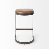 Mercana Tyson 17L x 18W x 28H Brown Leather W/ Metal Frame Counter Stool