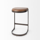 Mercana Tyson 17L x 18W x 28H Brown Leather W/ Metal Frame Counter Stool