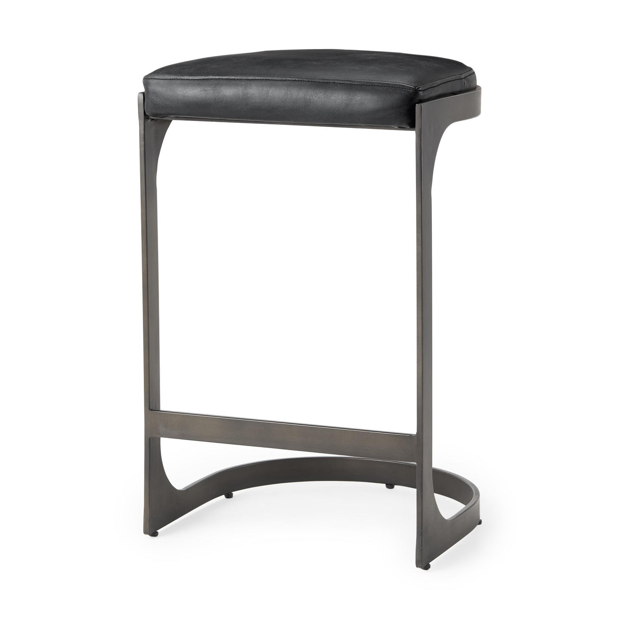Mercana Tyson 17L x 18W x 28H Black Leather W/ Metal Frame Counter Stool