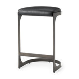 Mercana Tyson 17L x 18W x 28H Black Leather W/ Metal Frame Counter Stool