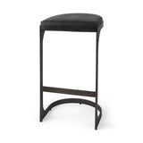 Mercana Tyson 17L x 18W x 31H Black Leather W/ Metal Frame Bar Stool