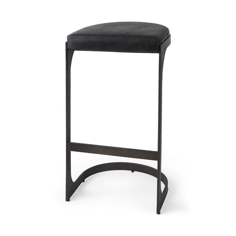 Mercana Tyson 17L x 18W x 31H Black Leather W/ Metal Frame Bar Stool
