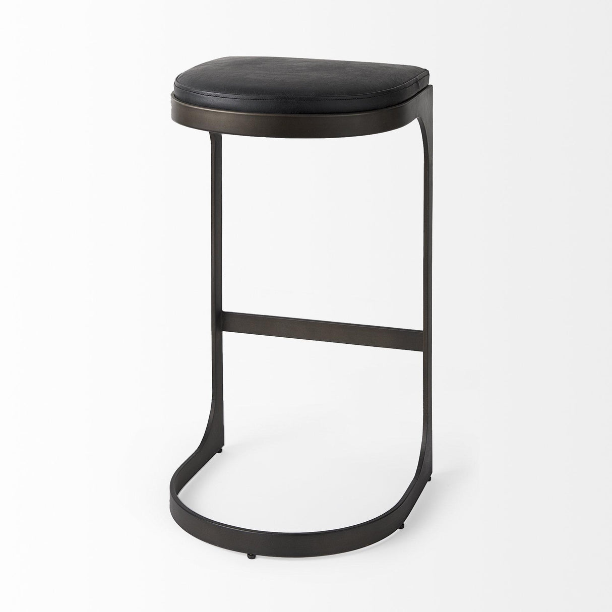 Mercana Tyson 17L x 18W x 31H Black Leather W/ Metal Frame Bar Stool