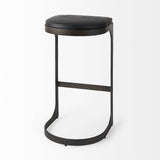 Mercana Tyson 17L x 18W x 31H Black Leather W/ Metal Frame Bar Stool