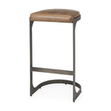 Mercana Tyson 17L x 18W x 31H Brown Leather W/ Metal Frame Bar Stool