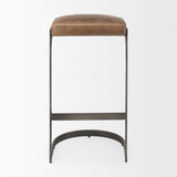 Mercana Tyson 17L x 18W x 31H Brown Leather W/ Metal Frame Bar Stool