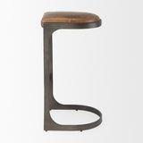Mercana Tyson 17L x 18W x 31H Brown Leather W/ Metal Frame Bar Stool