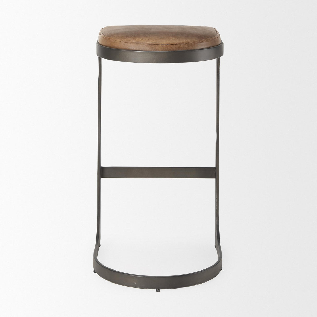Mercana Tyson 17L x 18W x 31H Brown Leather W/ Metal Frame Bar Stool