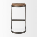 Mercana Tyson 17L x 18W x 31H Brown Leather W/ Metal Frame Bar Stool