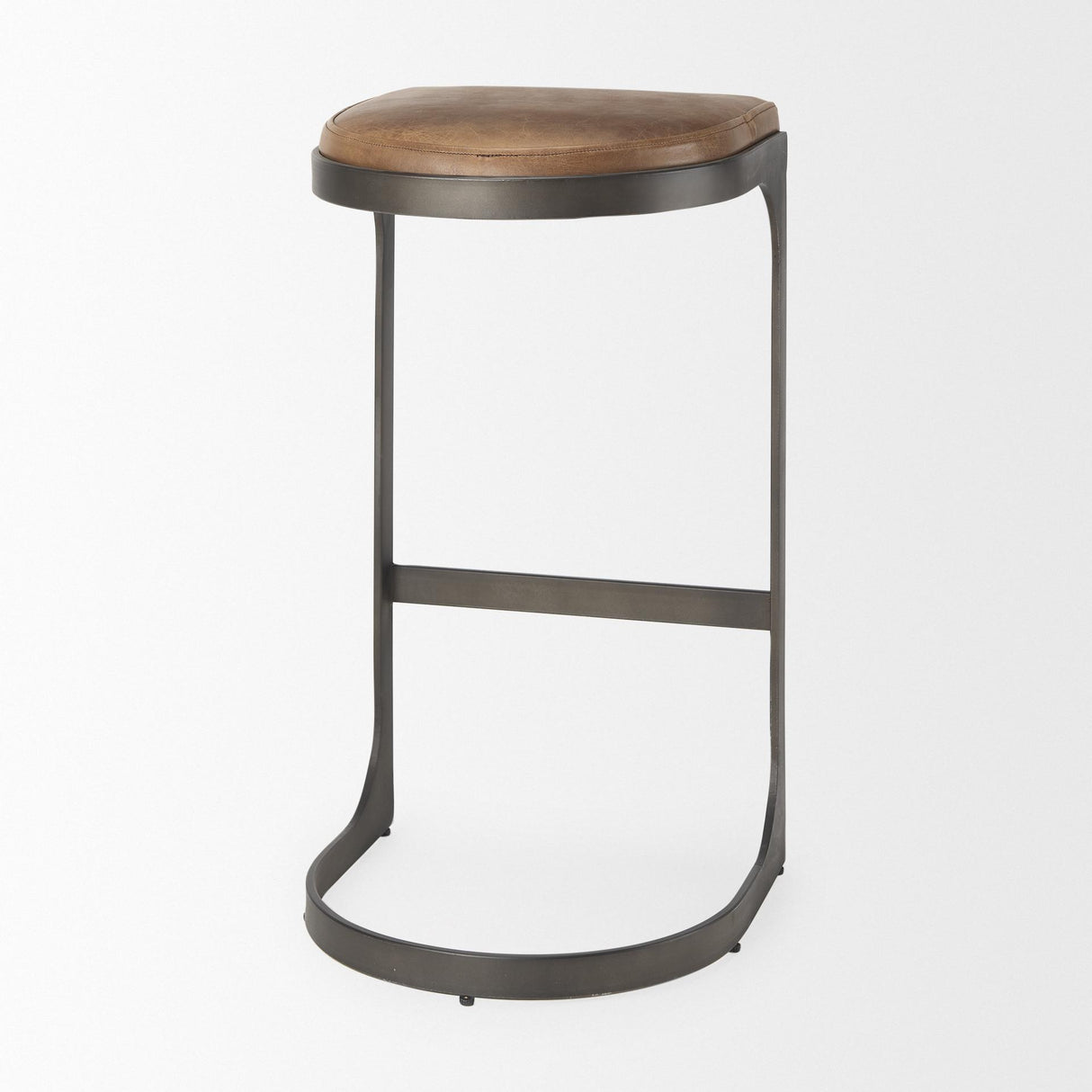 Mercana Tyson 17L x 18W x 31H Brown Leather W/ Metal Frame Bar Stool