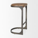 Mercana Tyson 17L x 18W x 31H Brown Leather W/ Metal Frame Bar Stool