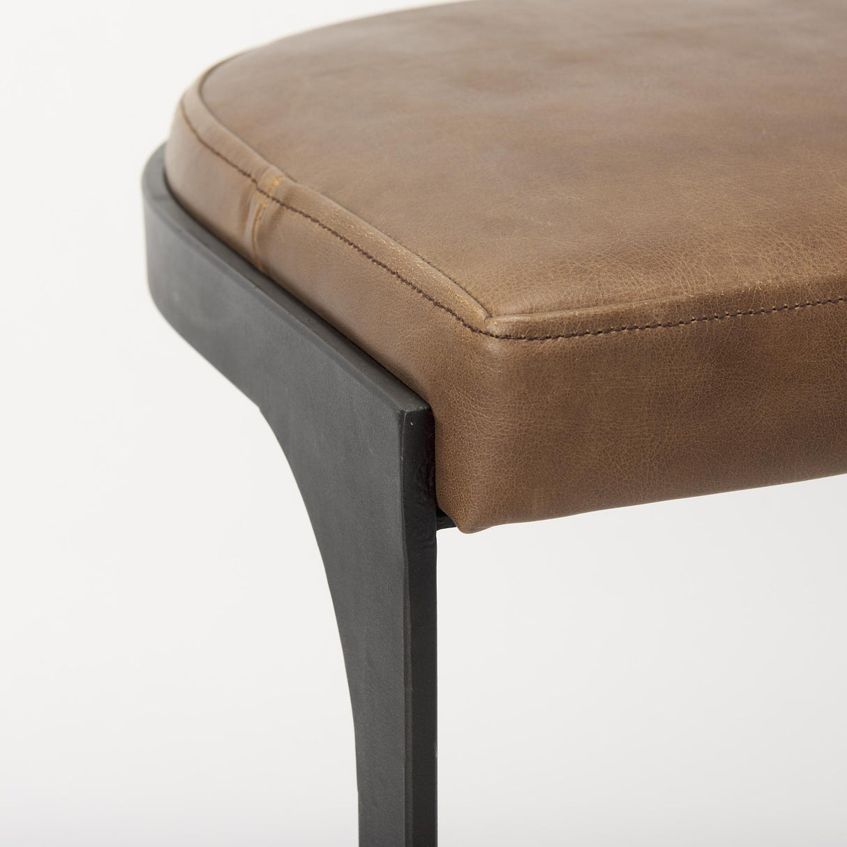 Mercana Tyson 17L x 18W x 31H Brown Leather W/ Metal Frame Bar Stool