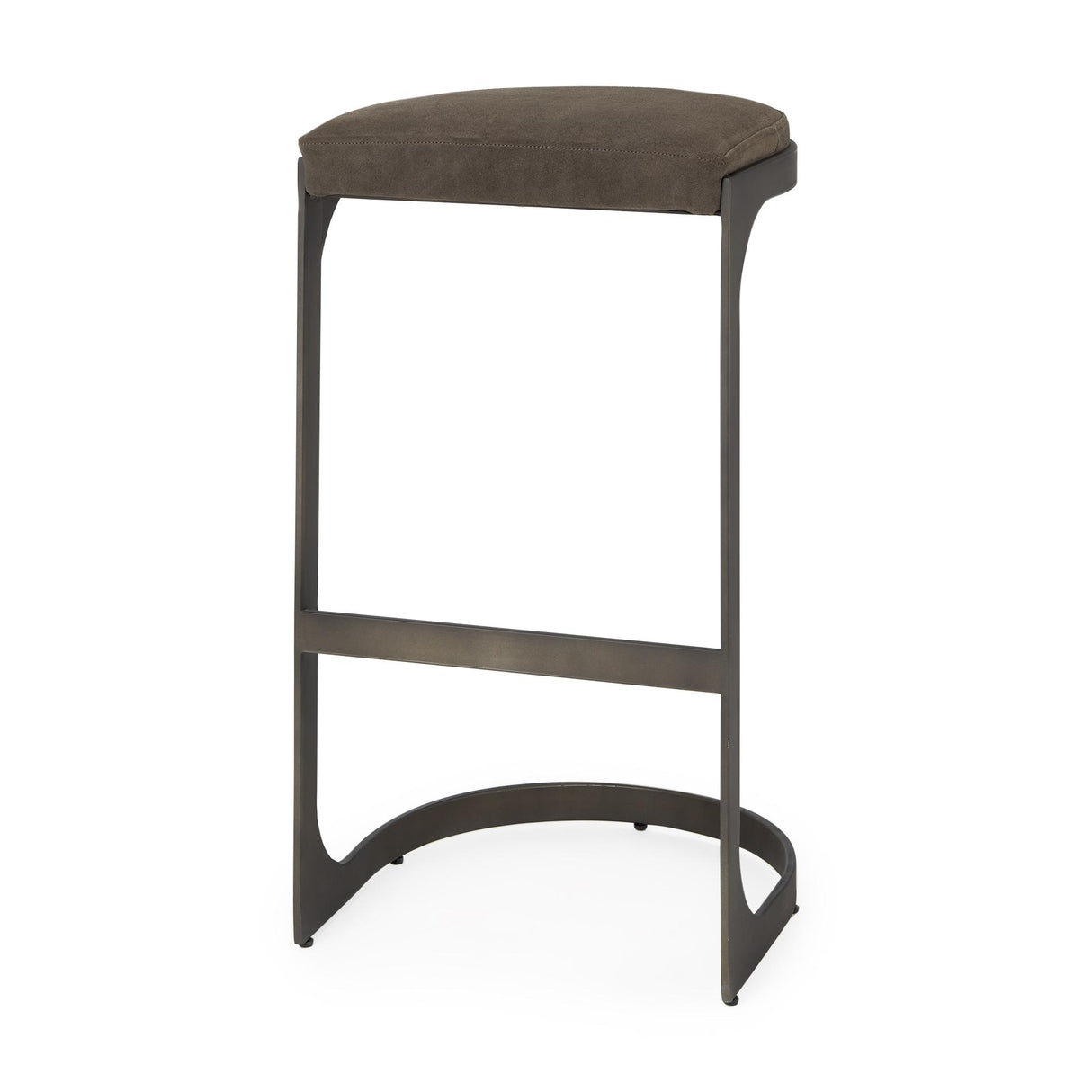 Mercana Tyson 17L x 18W x 31H Brown/Gray Suede W/ Metal Frame Bar Stool