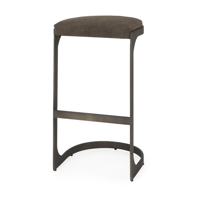Mercana Tyson 17L x 18W x 31H Brown/Gray Suede W/ Metal Frame Bar Stool