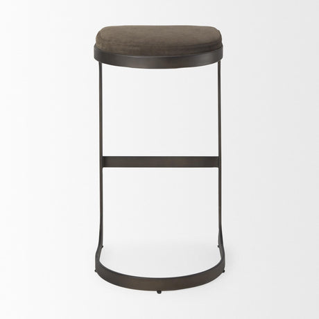 Mercana Tyson 17L x 18W x 31H Brown/Gray Suede W/ Metal Frame Bar Stool