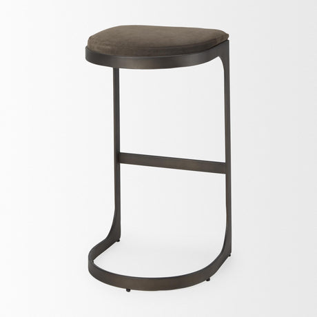 Mercana Tyson 17L x 18W x 31H Brown/Gray Suede W/ Metal Frame Bar Stool