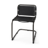 Mercana Berbick 33" Total Height Black Leather w/ Iron Frame Dining Chair