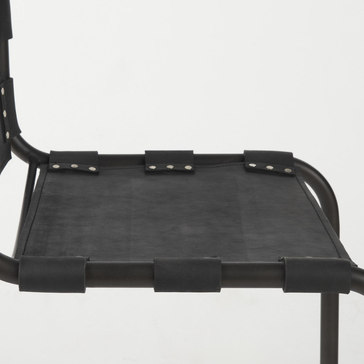 Mercana Berbick 33" Total Height Black Leather w/ Iron Frame Dining Chair