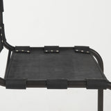 Mercana Berbick 33" Total Height Black Leather w/ Iron Frame Dining Chair