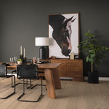 Mercana Berbick 33" Total Height Black Leather w/ Iron Frame Dining Chair
