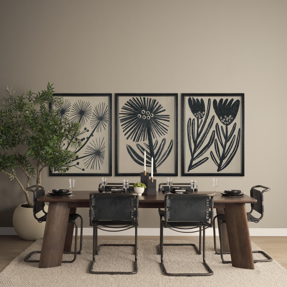 Mercana Berbick 33" Total Height Black Leather w/ Iron Frame Dining Chair