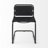 Mercana Berbick 33" Total Height Black Leather w/ Iron Frame Dining Chair