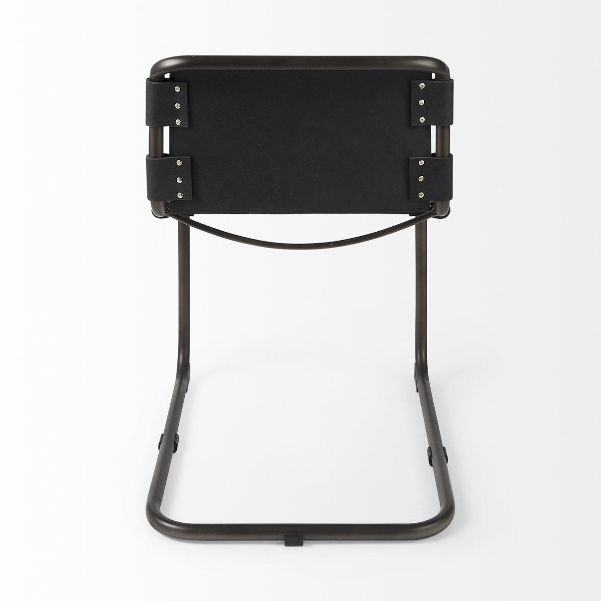 Mercana Berbick 33" Total Height Black Leather w/ Iron Frame Dining Chair