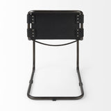 Mercana Berbick 33" Total Height Black Leather w/ Iron Frame Dining Chair