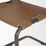 Mercana Berbick 33" Total Height Medium Brown Leather w/ Iron Frame Dining Chair
