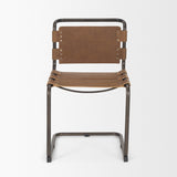 Mercana Berbick 33" Total Height Medium Brown Leather w/ Iron Frame Dining Chair