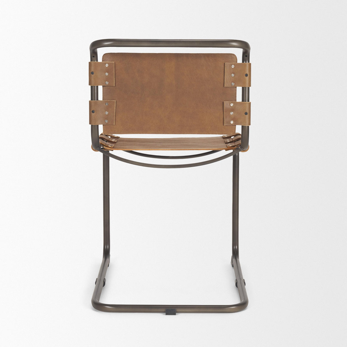 Mercana Berbick 33" Total Height Medium Brown Leather w/ Iron Frame Dining Chair