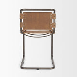 Mercana Berbick 33" Total Height Medium Brown Leather w/ Iron Frame Dining Chair