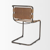 Mercana Berbick 33" Total Height Medium Brown Leather w/ Iron Frame Dining Chair