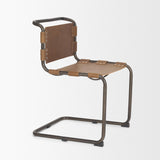 Mercana Berbick 33" Total Height Medium Brown Leather w/ Iron Frame Dining Chair