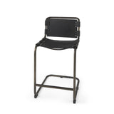 Mercana Berbick 21L x 25W x 38H Black Leather W/ Iron Frame Counter Stool
