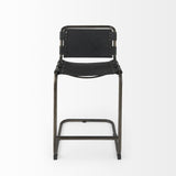 Mercana Berbick 21L x 25W x 38H Black Leather W/ Iron Frame Counter Stool