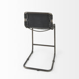 Mercana Berbick 21L x 25W x 38H Black Leather W/ Iron Frame Counter Stool