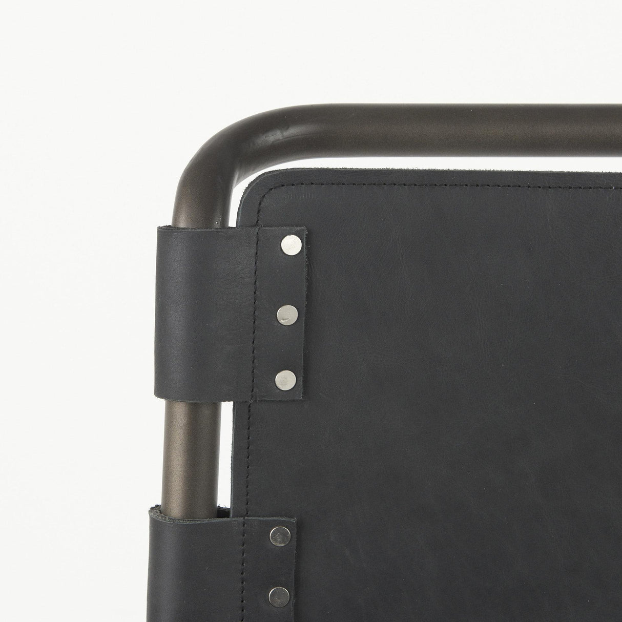 Mercana Berbick 21L x 25W x 38H Black Leather W/ Iron Frame Counter Stool