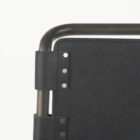 Mercana Berbick 21L x 25W x 38H Black Leather W/ Iron Frame Counter Stool