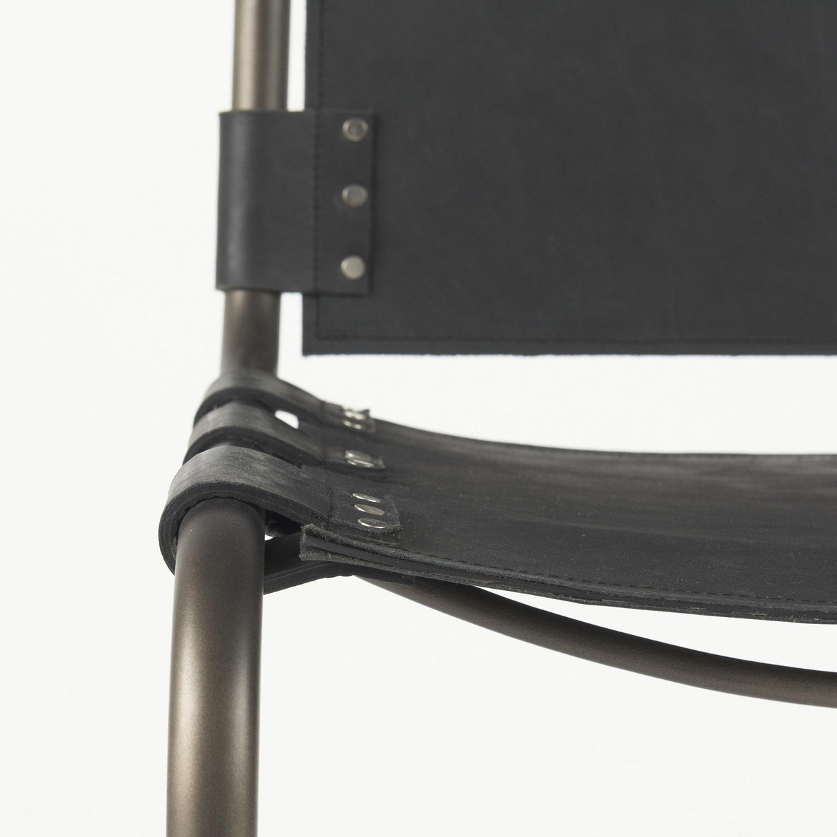 Mercana Berbick 21L x 25W x 38H Black Leather W/ Iron Frame Counter Stool