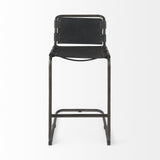 Mercana Berbick 43" Total Height Black Leather w/ Iron Frame Bar Stool